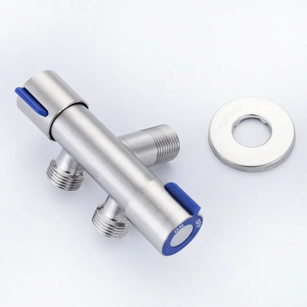 304 Stainless Steel SUS One-In And Two Out Three-way Angle Valve Diverter Washing Machine Special Bathroom Faucet Water Switch