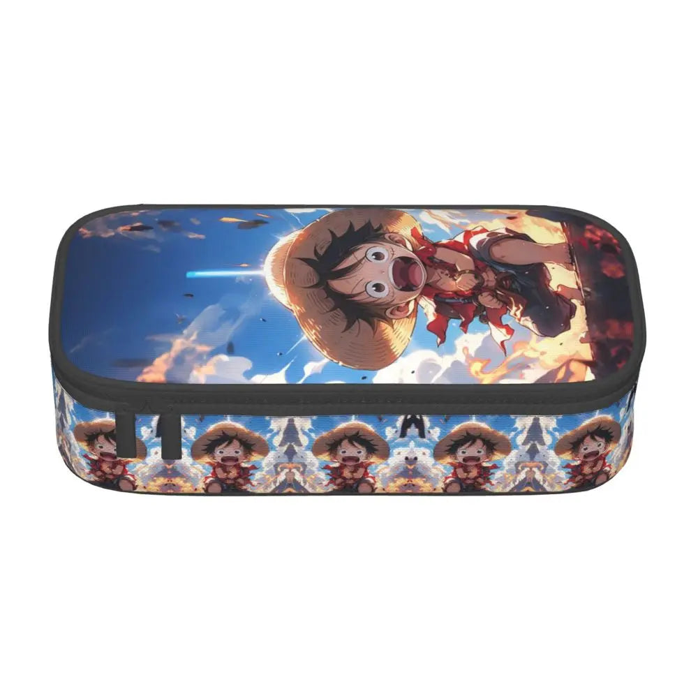 Custom One P-Pieces Cute Pencil Case Boys Girls Large Capacity Straw Hat Pirates Skull Pencil Bag Students Stationery