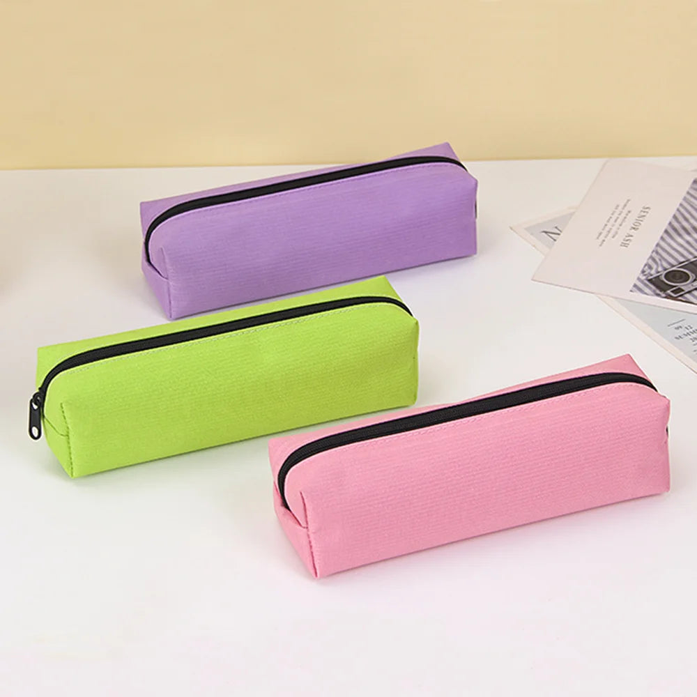 Pencil Case Black Stationery Trousse Scolaire Pencil Pouch School Supplies Solid Color Pencilcase School Pencil Cases