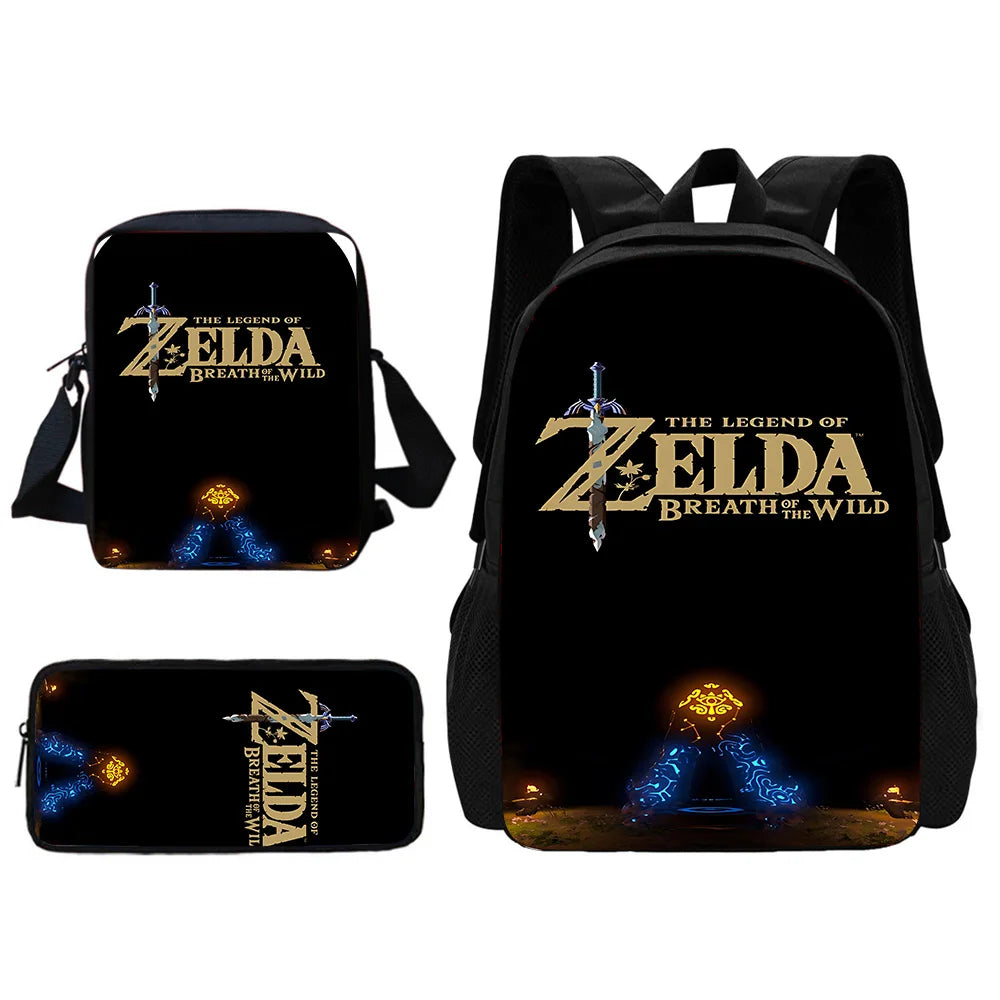Child School The Legends of Zeldas Backpack with Lunch Bags ,Pencil Bags ,School Bags for Boys Girls Best Gift