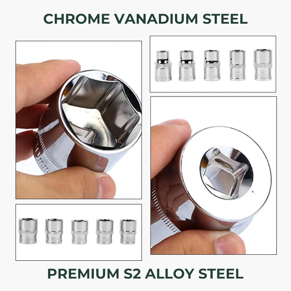 Set di 227 chiavi a bussola, chiave dinamometrica a cricchetto, kit combinato per riparazione auto, 1/4, 3/8, 1/2, chiave a cricchetto, cacciavite, inserti, utensile manuale