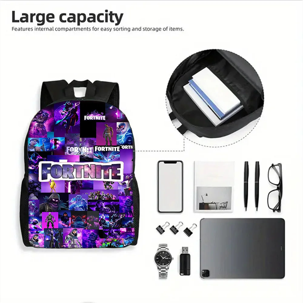 Child School Backpack with Lunch Bags ,Pencil Bags ,Hot Game Design-F-FortniteS School Bags for Boys Girls Best Gift