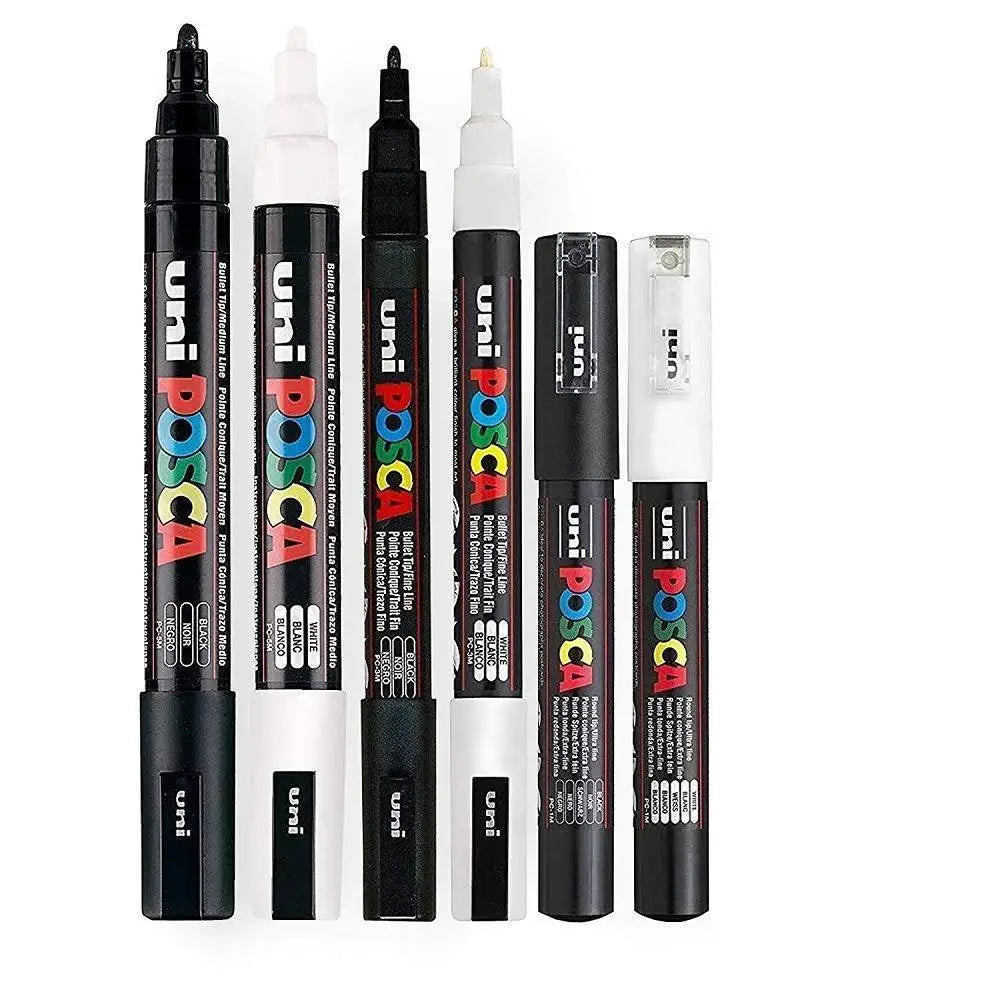 UNI POSCA Marker Pen,White Black Acrylic Plumones Rotuladores PC-1M,3M,5M POP Poster Pen/Graffiti Advertisement Art Supplies 1PC