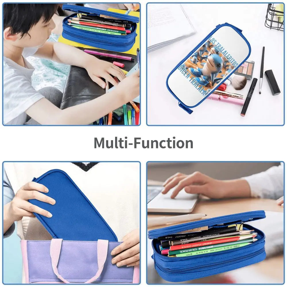 Italian Brainrot Tralalero Tralala Pencil Cases Pencil Pouch Pen Box for Student Big Capacity Bag School Supplies Stationery