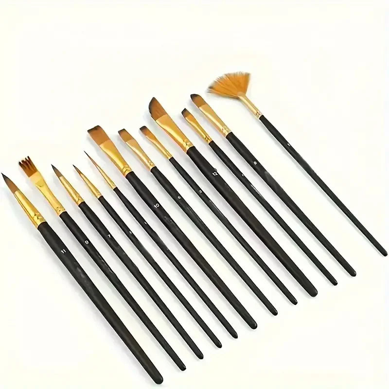36pcs Premium Artist Paint Brush Set - Versatile Nylon Bristle Brushes For Acrylic, Oil & Watercolor - Includes Round, Filbert,