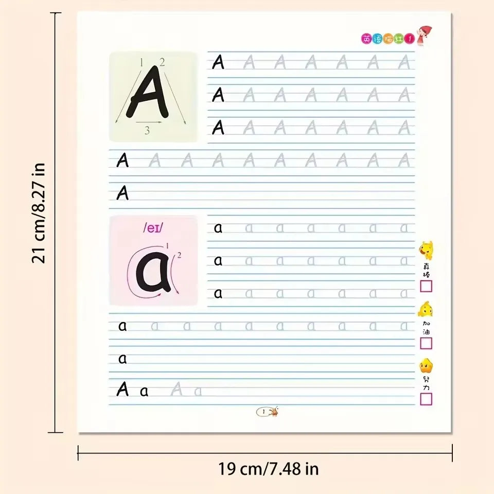 2 Books/set English Tracing Books - ABC Writing Practice Workbooks - Handwriting Exercises - Learn to Write Alphabet