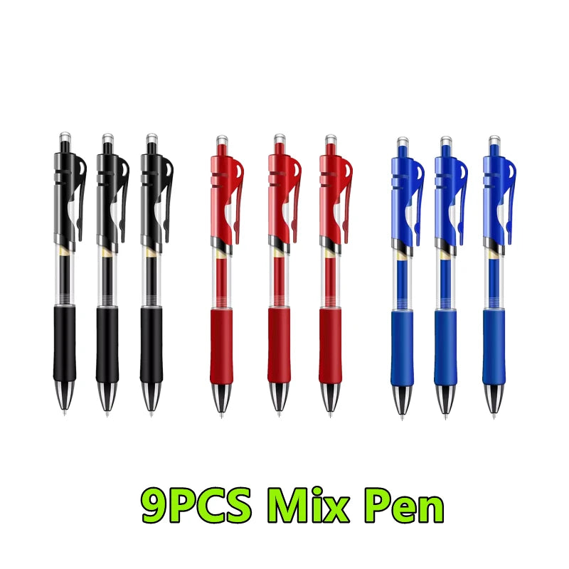 1-12PCS Retractable Red Blue Black Ink Gel Pens Colored Aesthetic Stationery Pen Supplies Ballpoint Office Pencil Writing School