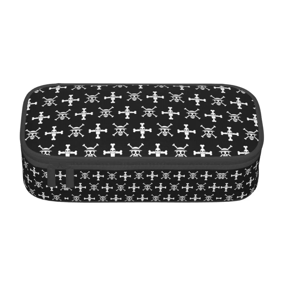Custom One P-Pieces Cute Pencil Case Boys Girls Large Capacity Straw Hat Pirates Skull Pencil Bag Students Stationery