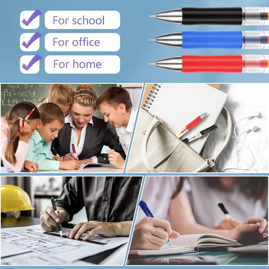 1-12PCS Retractable Red Blue Black Ink Gel Pens Colored Aesthetic Stationery Pen Supplies Ballpoint Office Pencil Writing School