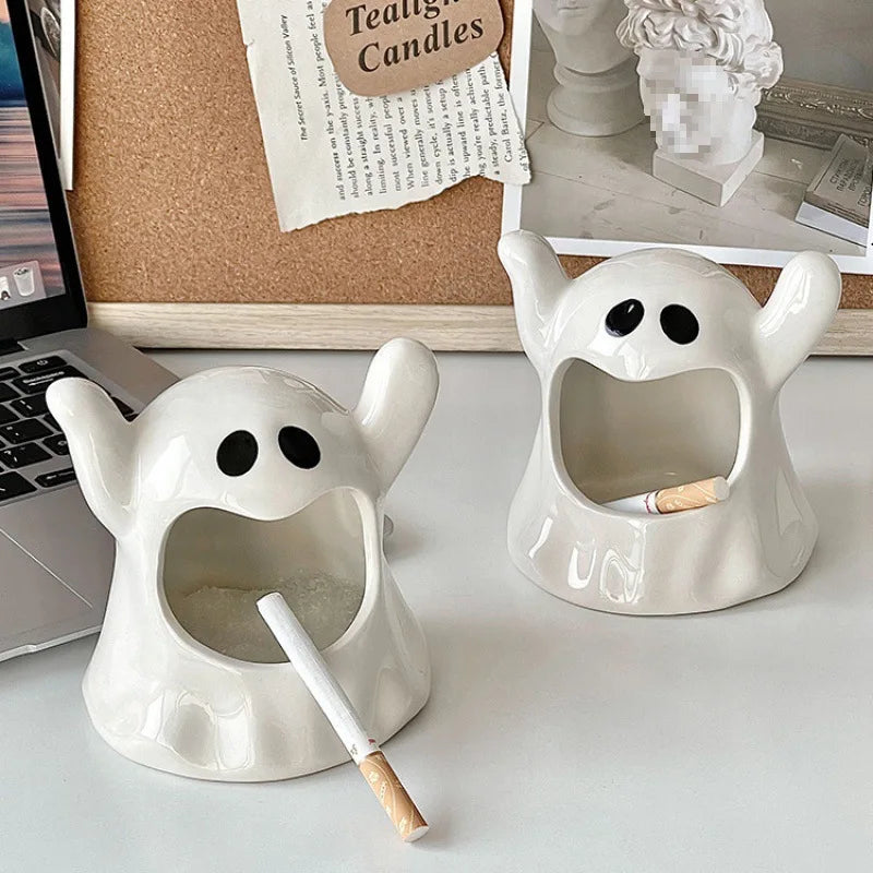 Halloween Cute Ghosts Ghosts Ashtrays Ceramic Candlestick Creative Small and Popular Gift and Ornament Home Living Room