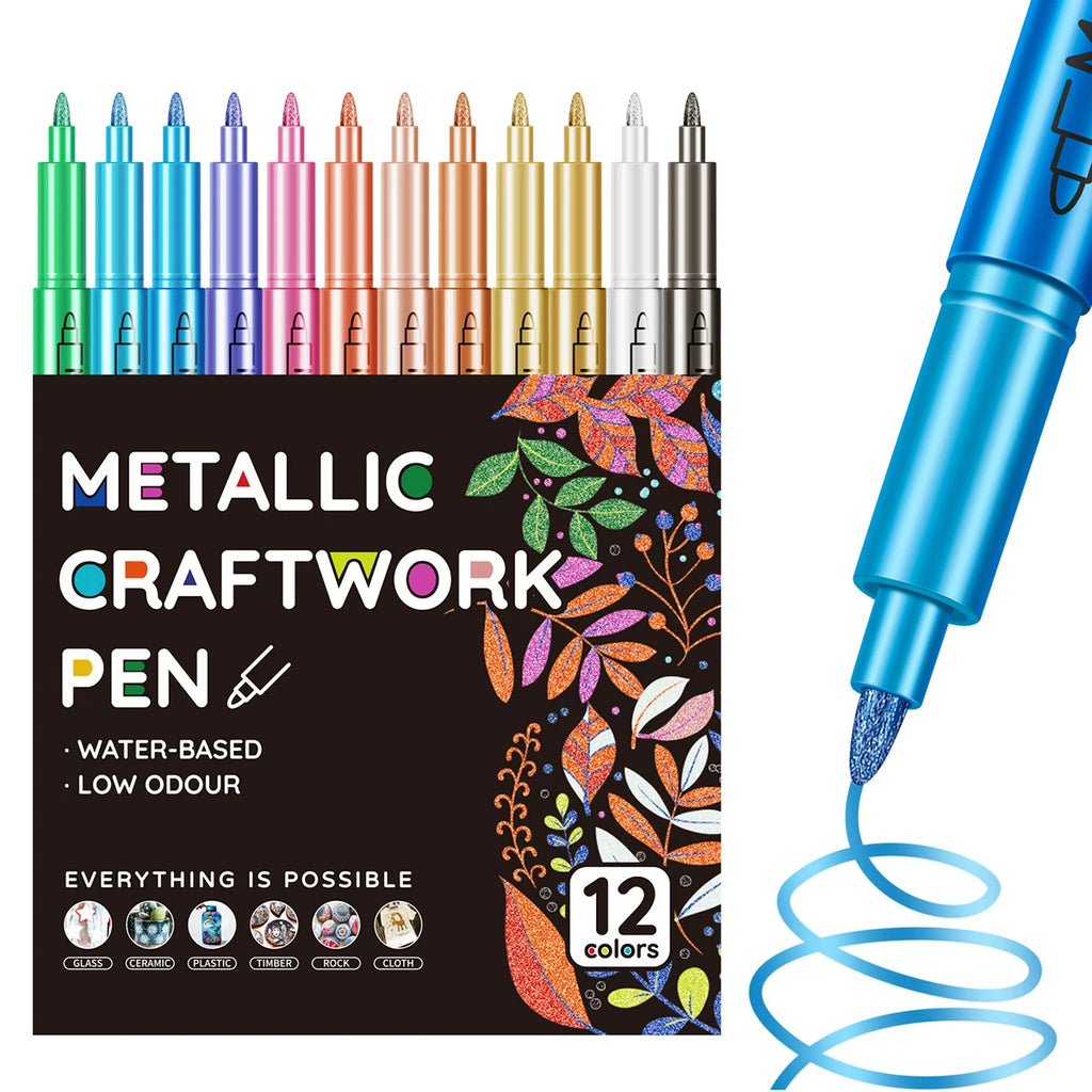 36 Color Metallic Paint Markers Acrylic Paint Pens for Wood Canvas Stone Rock Painting Glass Ceramic Surfaces DIY Crafts