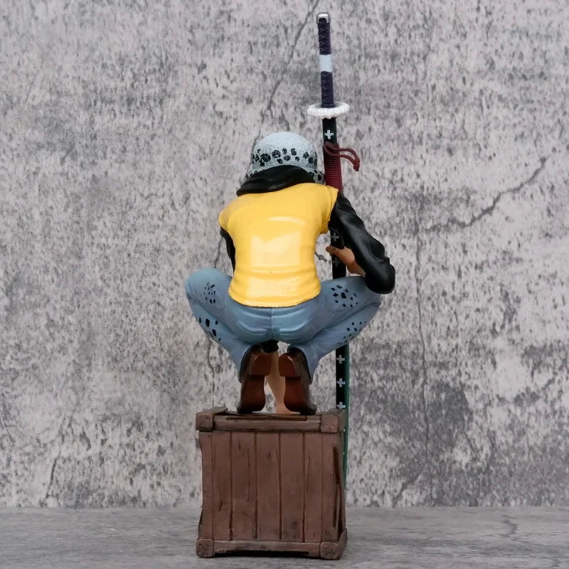 23cm ONE PIECE Anime Figure Oka Shichibukai Trafalgar D. Water Squatting Position Collect Action Figure Pvc Model Doll Gift Toys