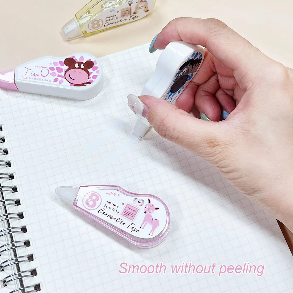 4Pcs Mini Correction Tape, Cartoon Cute Student Error Correction Supplies, Office Financial Correction Tape