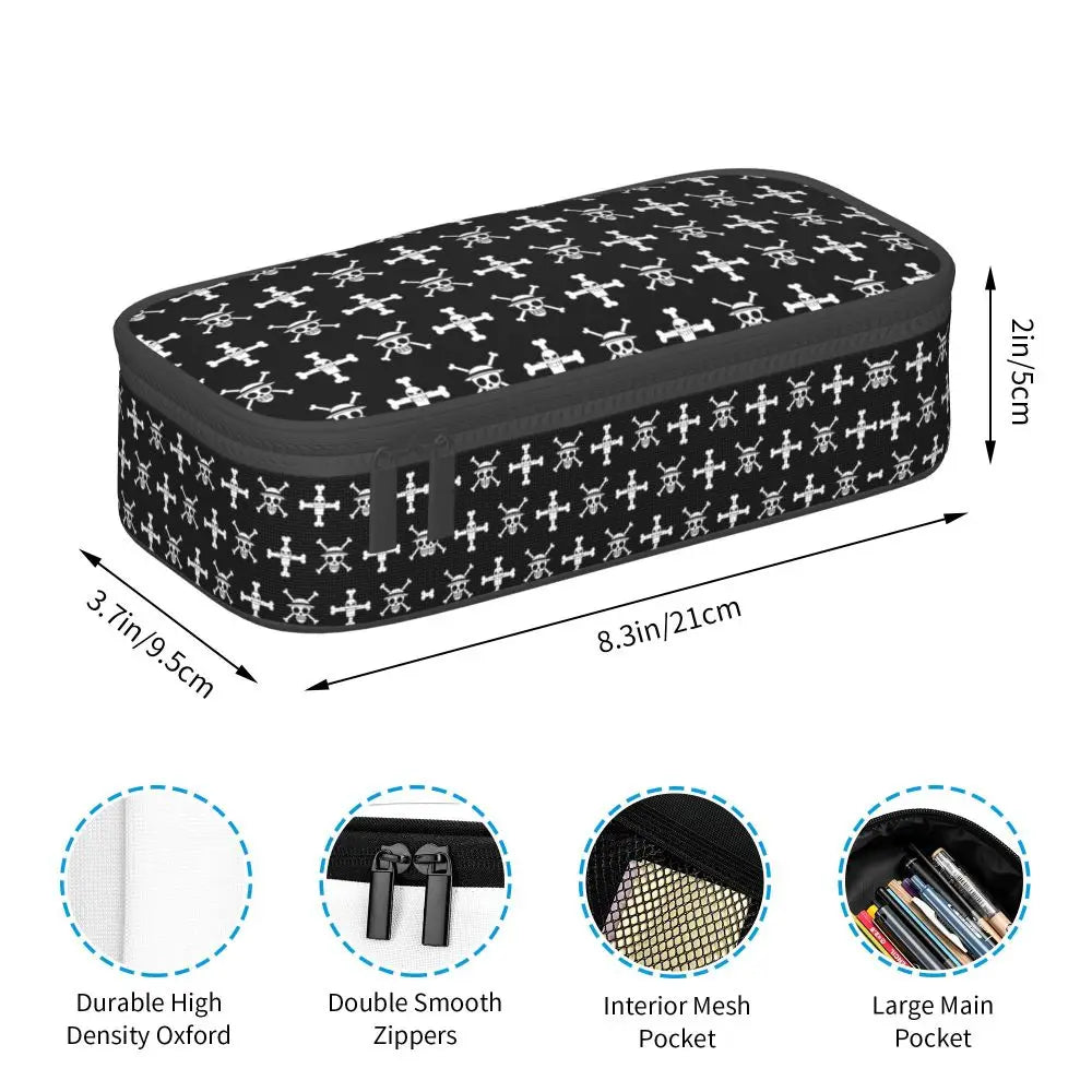 Custom One P-Pieces Cute Pencil Case Boys Girls Large Capacity Straw Hat Pirates Skull Pencil Bag Students Stationery