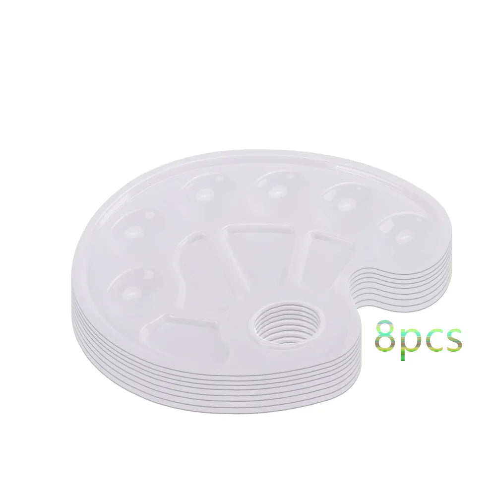 2/6/8/10 Pack Plastic Art Painting Palettes, Oval Shaped Multi-Well Mixing Palette for Watercolor, Acrylic, and Oil Paints