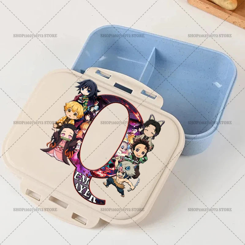 Demon Slayer Lunch Box Anime Letter A-Z Food Storage Containers Kids School Picnic Bento Boxes Office Dinner Case Boy Girl Gift