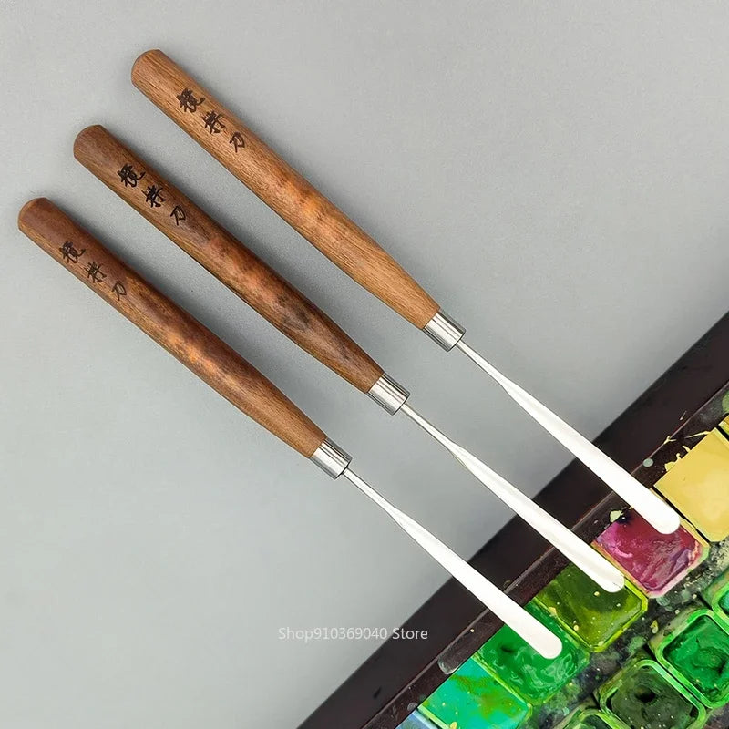 Watercolor Paint Stirring Stick Wooden Handle Stainless Steel Blade Gouache Oil Paint Spatula Painting Tools Art Supplies