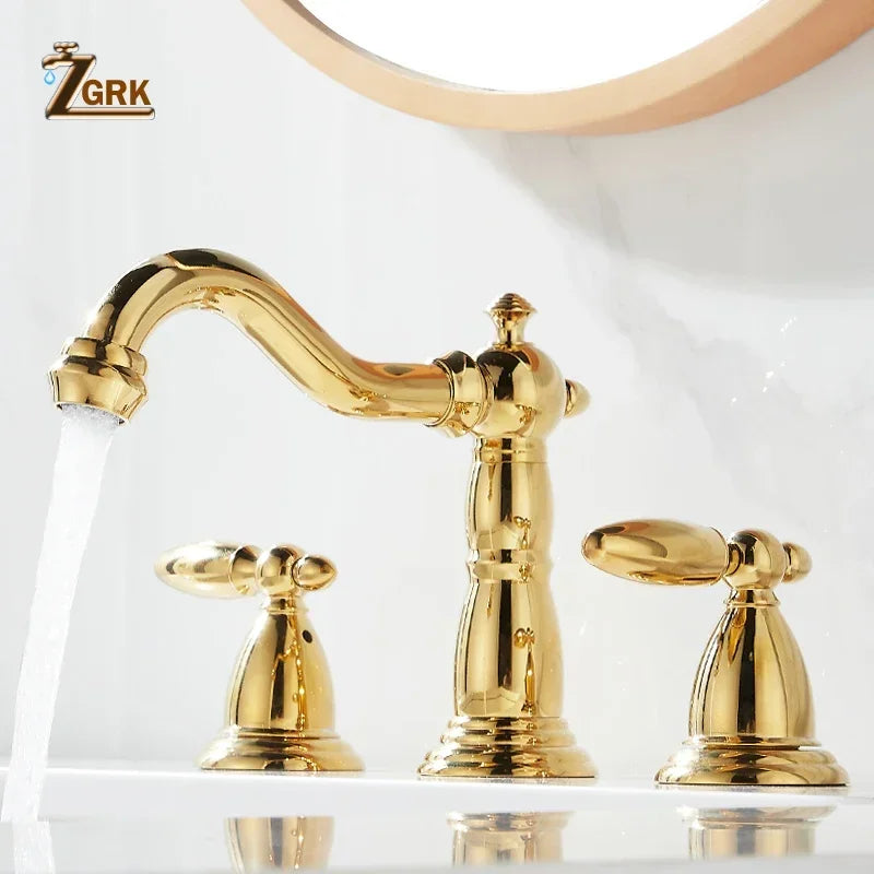 3 PCS Bathroom Faucets Dual Holder Three Hole Widespread Bathroom Sink Basin Faucets Deck Mounted Mixer Tap