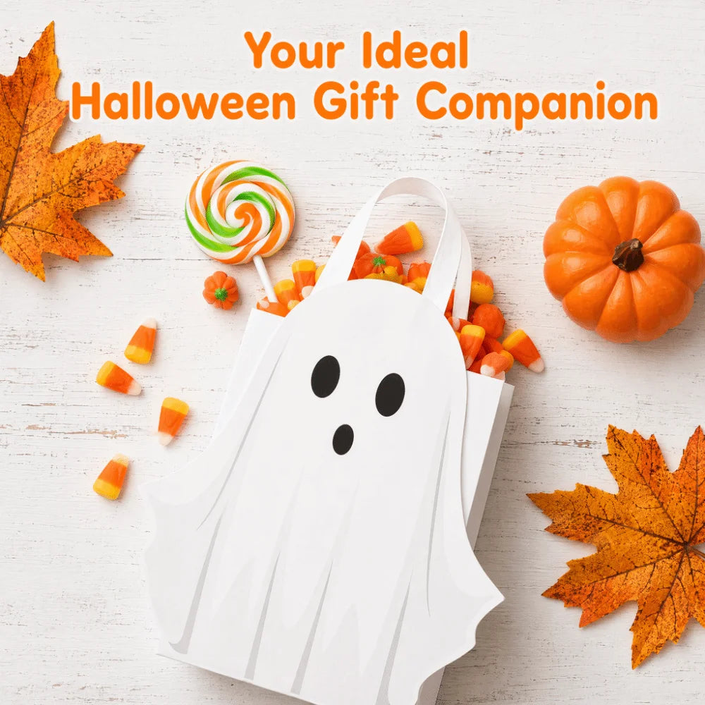 Halloween Home Decoration White Halloween Paper Bag Handbag Cartoon Ghost Packaging Bag Funny Festival Candy Gift Bag Kids