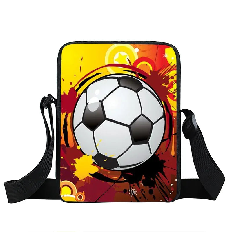Cool Footbally / Soccerly Print Messenger Bag Girls Boys Handbags Children Shoulder Bag for Travel Kids Satchel Bookbags