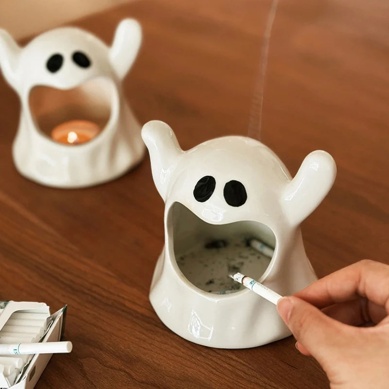 Halloween Cute Ghosts Ghosts Ashtrays Ceramic Candlestick Creative Small and Popular Gift and Ornament Home Living Room