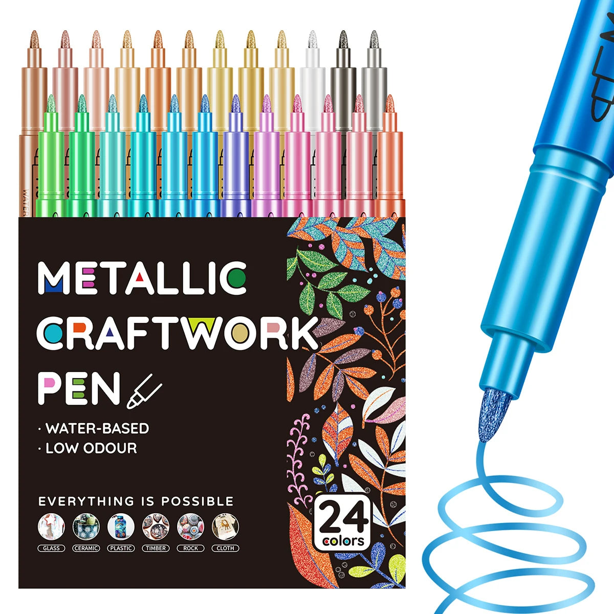36 Color Metallic Paint Markers Acrylic Paint Pens for Wood Canvas Stone Rock Painting Glass Ceramic Surfaces DIY Crafts