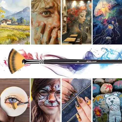 3pcs Fan Brush Set for Watercolor Oil Painting Acrylic Art Supplies Students Adults Beginners Drawing Tools