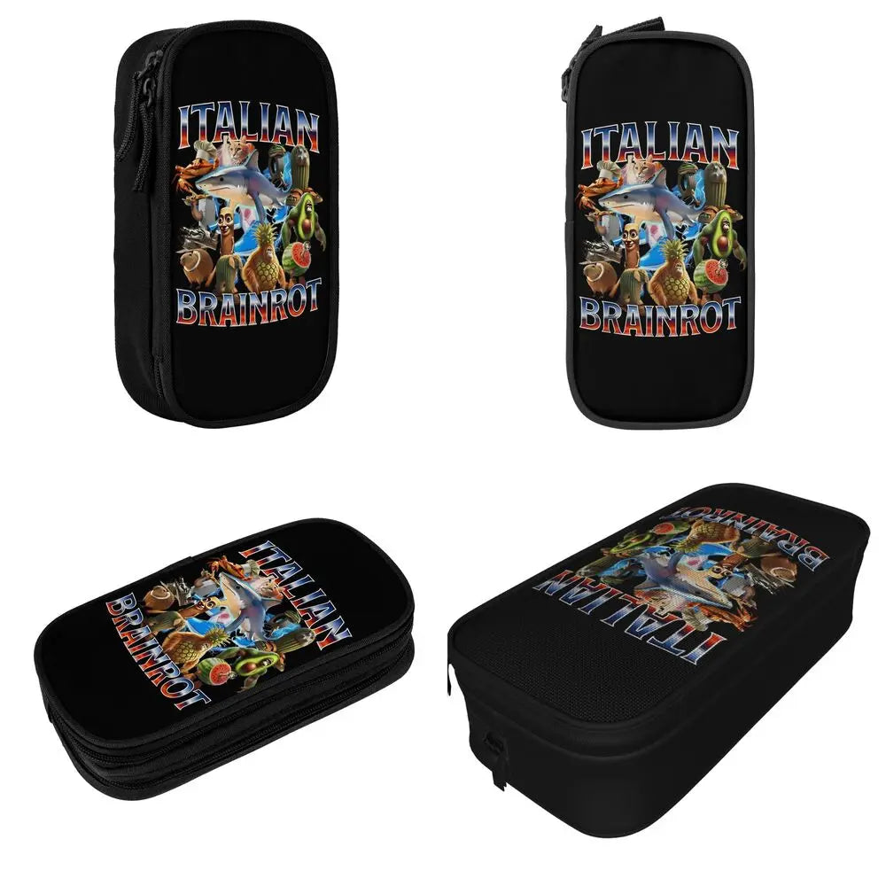 Italian Brainrot Tralalero Tralala Pencil Cases Pencil Pouch Pen Box for Student Big Capacity Bag School Supplies Stationery