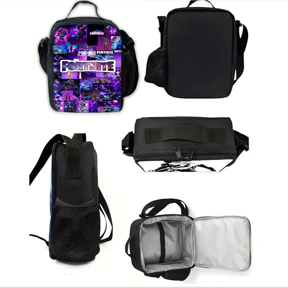 Child School Backpack with Lunch Bags ,Pencil Bags ,Hot Game Design-F-FortniteS School Bags for Boys Girls Best Gift