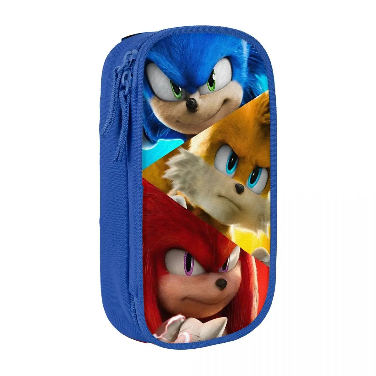 Cartoon Pencil Cases Cute Blue Hedgehogs Shadow  Pen Box Bags Student Large Storage School Supplies Zipper Pencilcases