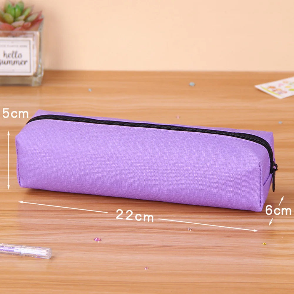 Pencil Case Black Stationery Trousse Scolaire Pencil Pouch School Supplies Solid Color Pencilcase School Pencil Cases