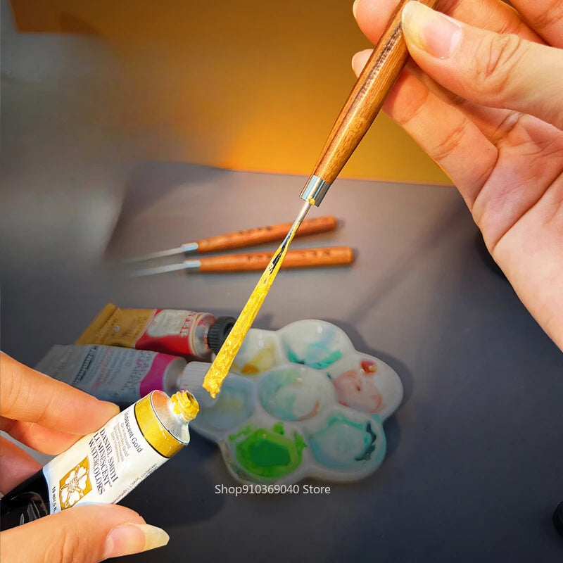 Watercolor Paint Stirring Stick Wooden Handle Stainless Steel Blade Gouache Oil Paint Spatula Painting Tools Art Supplies