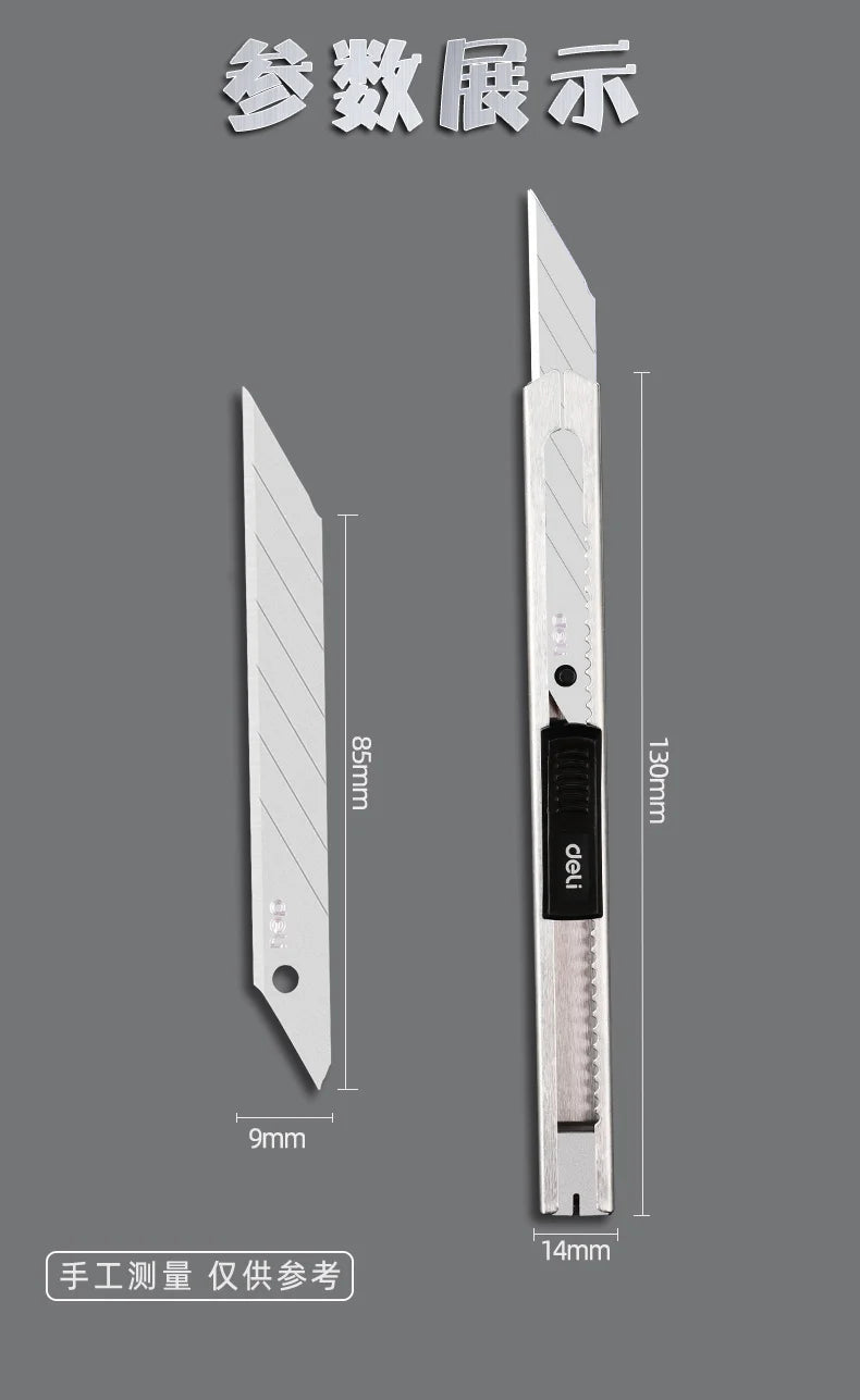 Deli Metal Utility Knife Paper Cutter Retractable Box Cutter Vinyl Craft Cutter Knife with 30 Degree Snap-off Blades  Art Knives