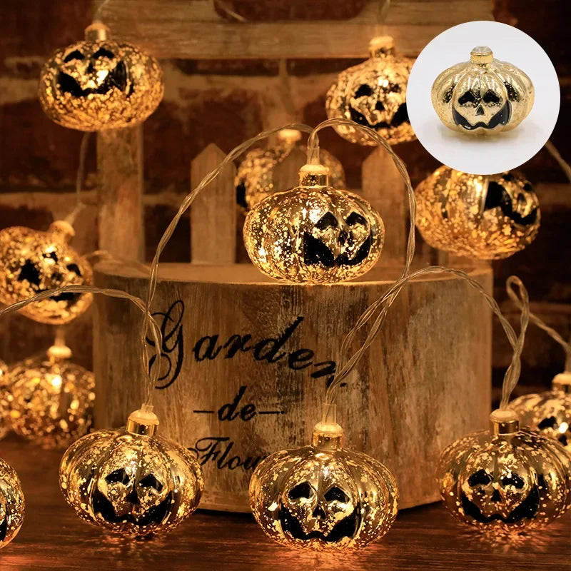 Halloween Led Lights String Twinkle Party Festoon Light Decoration Skull Pumpkin Bat Outdoor Lights Garland Street Portable