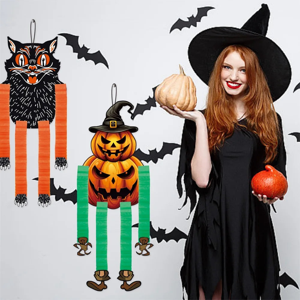 Halloween Hanging Decorations Pumpkin Witch Cat Vampire Ornaments Trick Or Treat Party Indoor Outdoor Garden Door Wall Decors