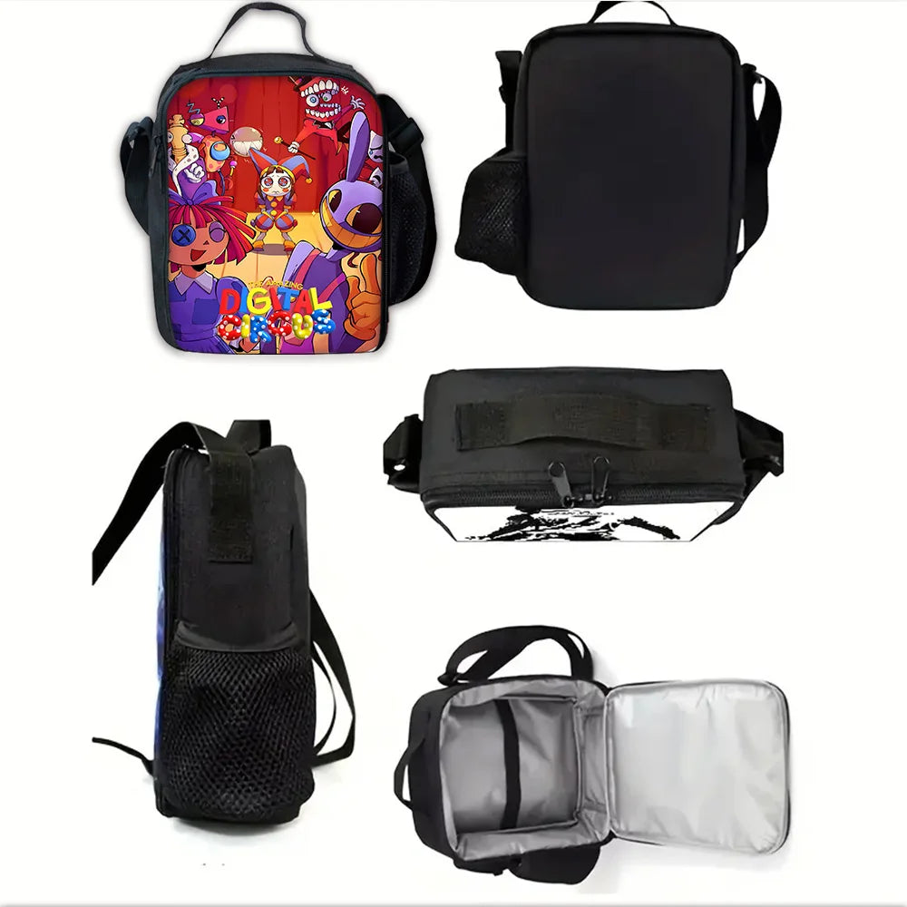 Cartoon A-AmazingS DigitalS Circus Child School Backpack with Lunch Bags ,Pencil Bags ,School Bags for Boys Girls Best Gift