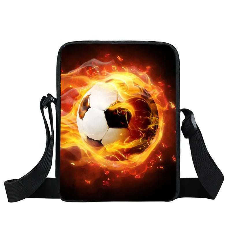 Cool Footbally / Soccerly Print Messenger Bag Girls Boys Handbags Children Shoulder Bag for Travel Kids Satchel Bookbags