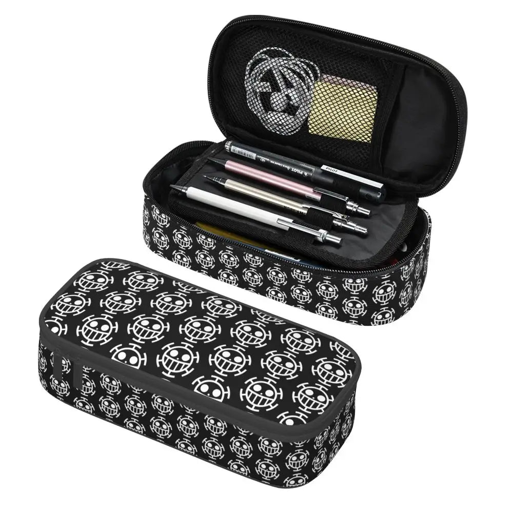 Custom One P-Pieces Cute Pencil Case Boys Girls Large Capacity Straw Hat Pirates Skull Pencil Bag Students Stationery