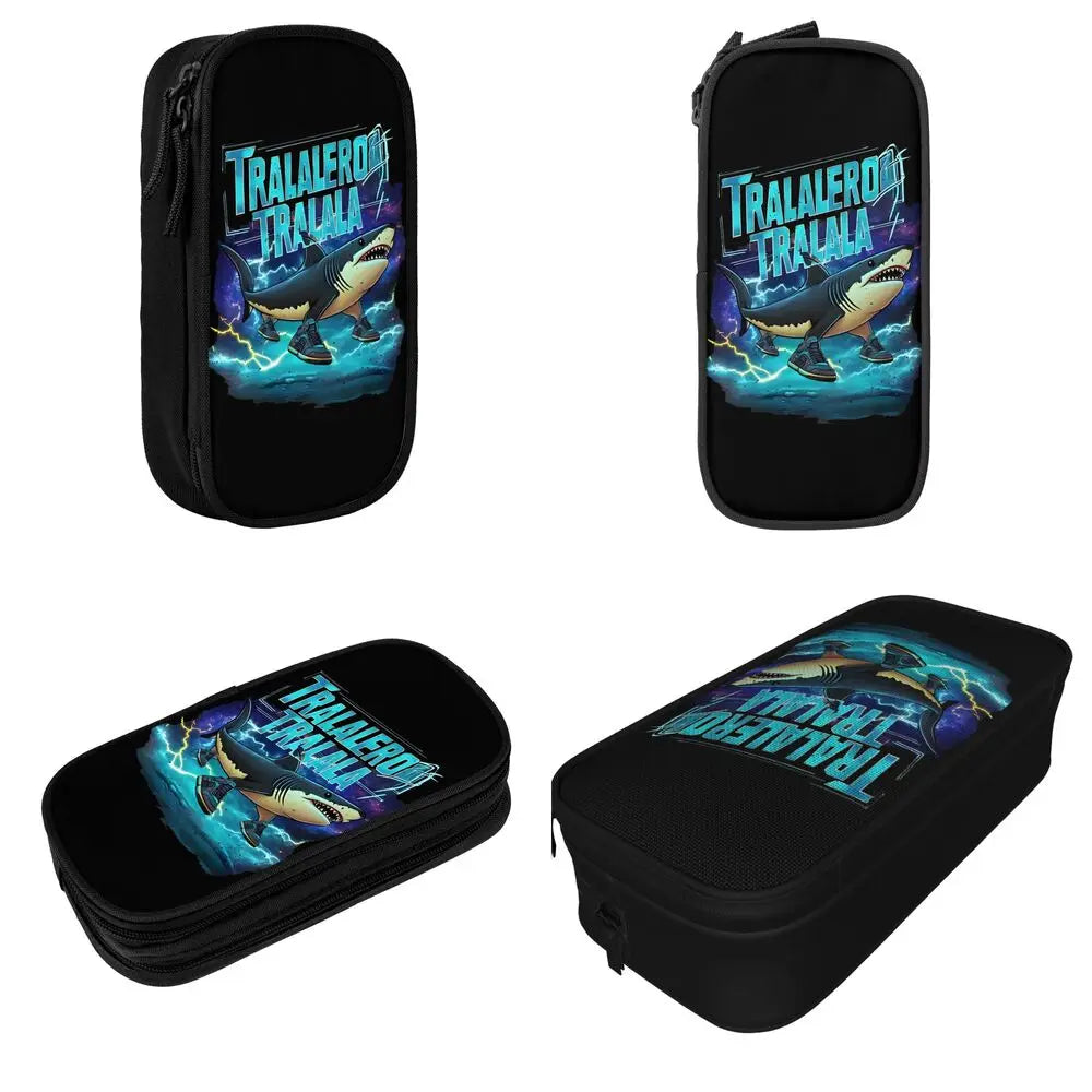 Italian Brainrot Tralalero Tralala Pencil Cases Pencil Pouch Pen Box for Student Big Capacity Bag School Supplies Stationery