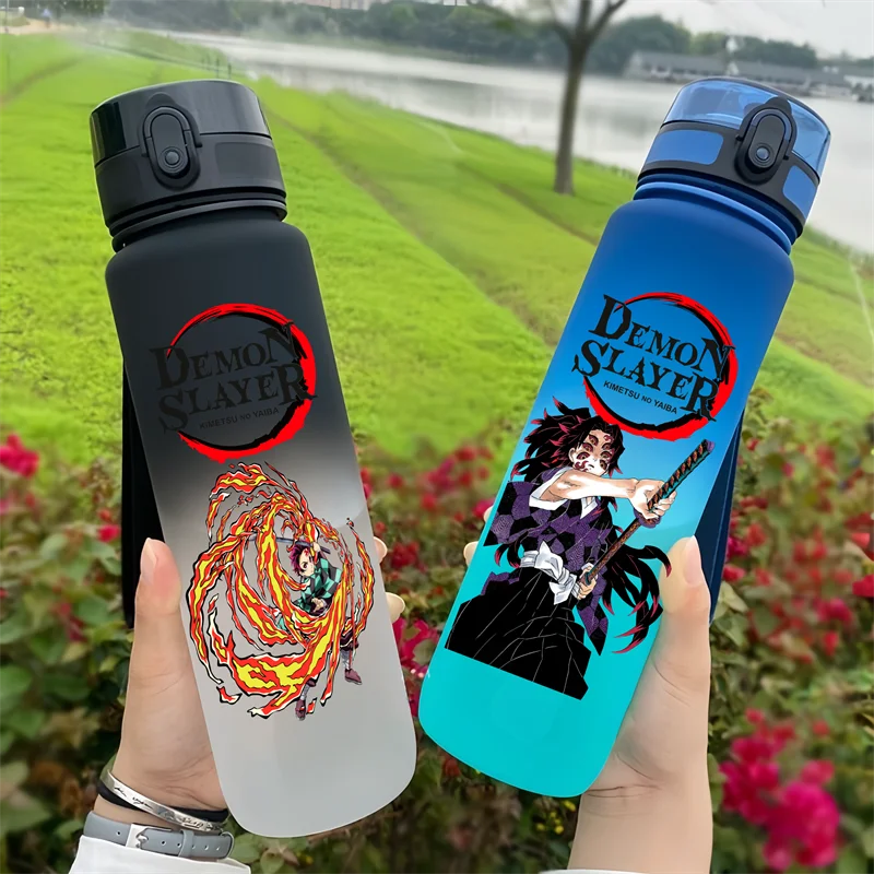Demon Slayer 650ml Cartoon Characters Portable Water Cup Large Capacity Outdoor Sports Plastic Leak-proof Water Bottle Gift