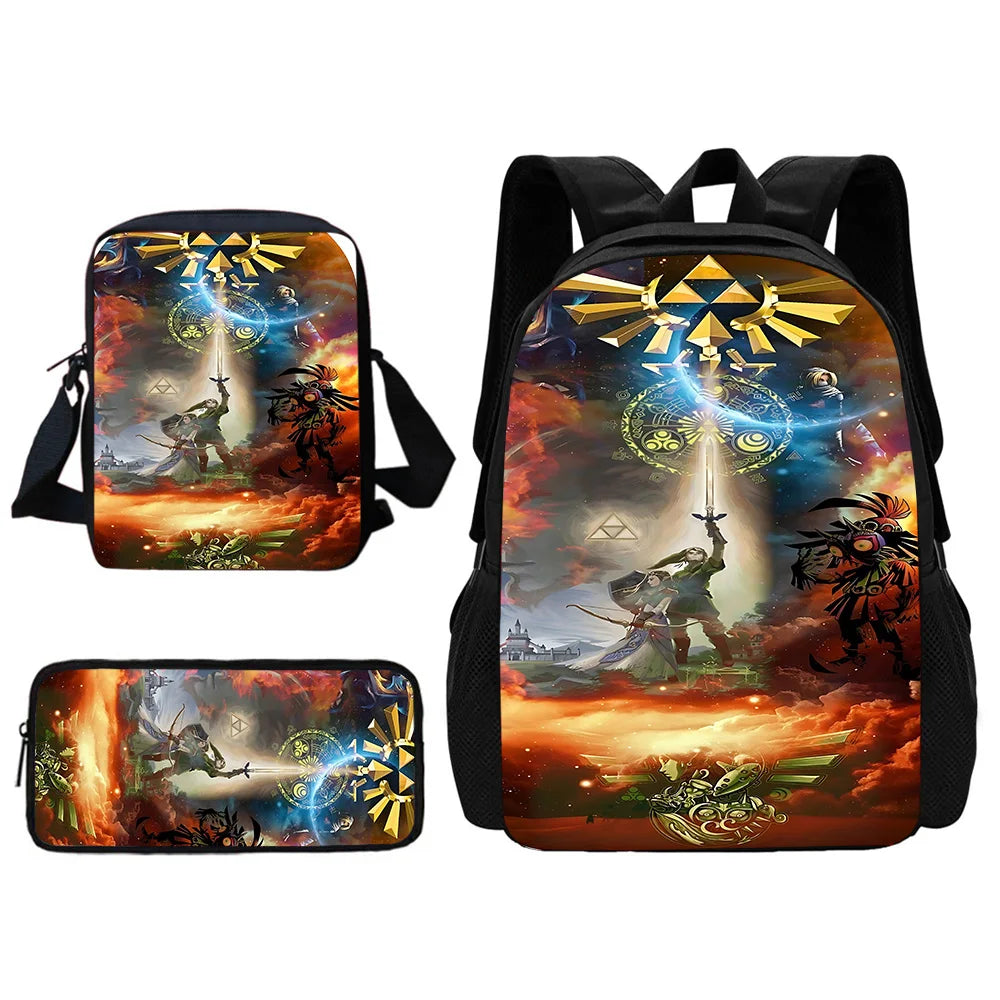 Child School The Legends of Zeldas Backpack with Lunch Bags ,Pencil Bags ,School Bags for Boys Girls Best Gift