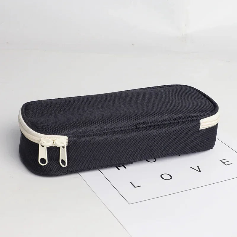 1 Piece Simplicity Student Pencil Case Creative Fashion Solid Color Pencil Bag High Capacity Canvas Stationery Storage Bag
