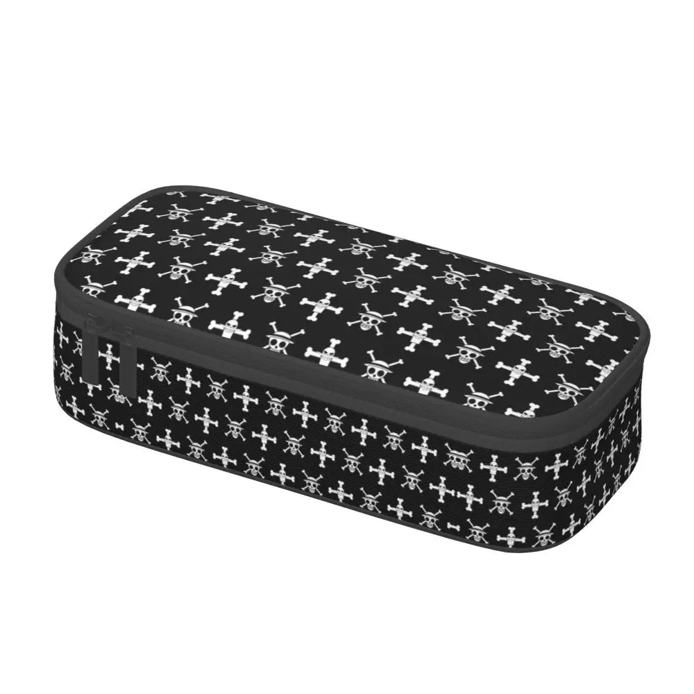 Custom One P-Pieces Cute Pencil Case Boys Girls Large Capacity Straw Hat Pirates Skull Pencil Bag Students Stationery
