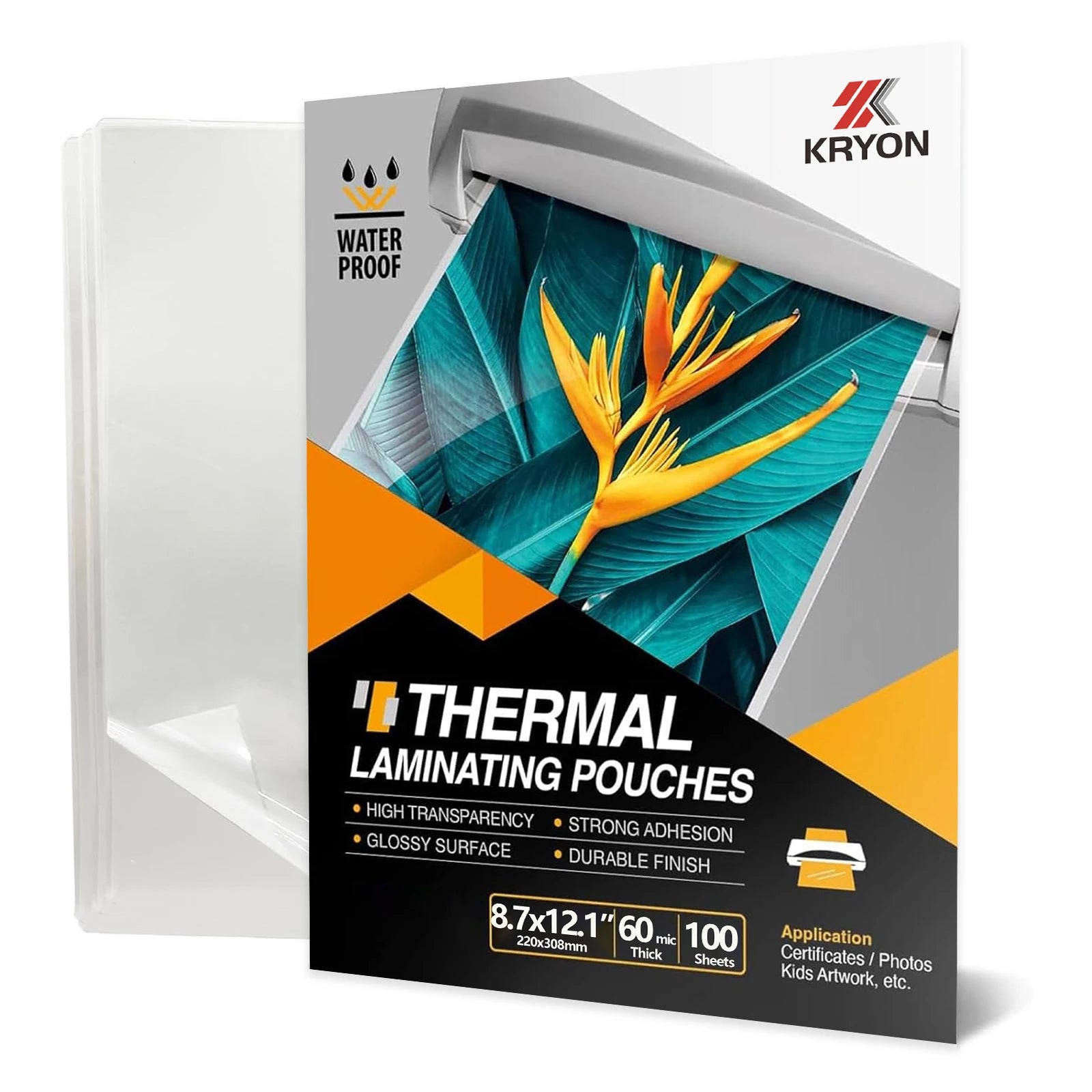 A4 Thermal Laminating Sheets, 8.7 X 12.1 Inches, 50 Mic Thick, 100 Pack, Non-Toxic Material and Adhesive