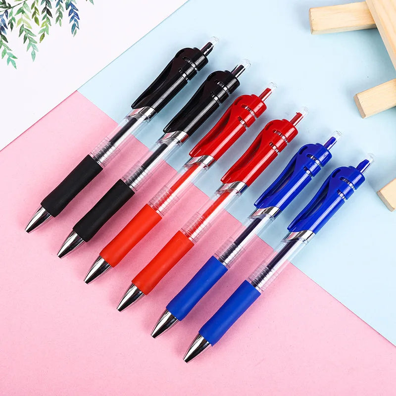 1-12PCS Retractable Red Blue Black Ink Gel Pens Colored Aesthetic Stationery Pen Supplies Ballpoint Office Pencil Writing School