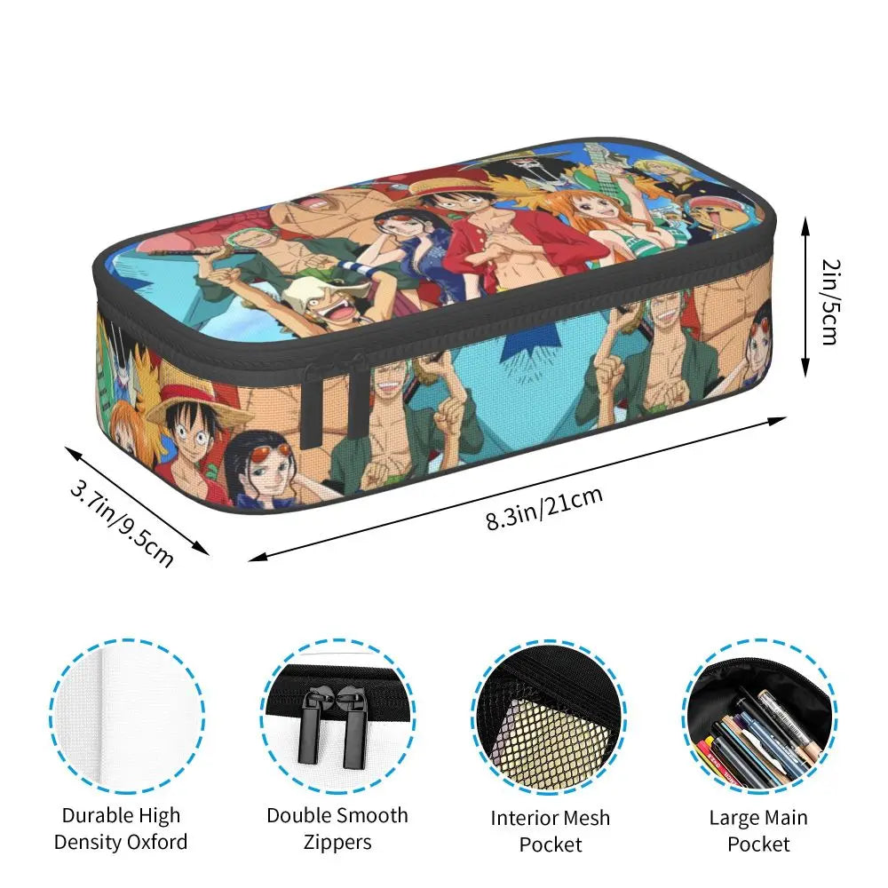 Custom One P-Pieces Cute Pencil Case Boys Girls Large Capacity Straw Hat Pirates Skull Pencil Bag Students Stationery