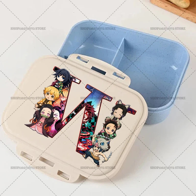 Demon Slayer Lunch Box Anime Letter A-Z Food Storage Containers Kids School Picnic Bento Boxes Office Dinner Case Boy Girl Gift