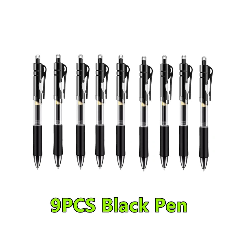 1-12PCS Retractable Red Blue Black Ink Gel Pens Colored Aesthetic Stationery Pen Supplies Ballpoint Office Pencil Writing School