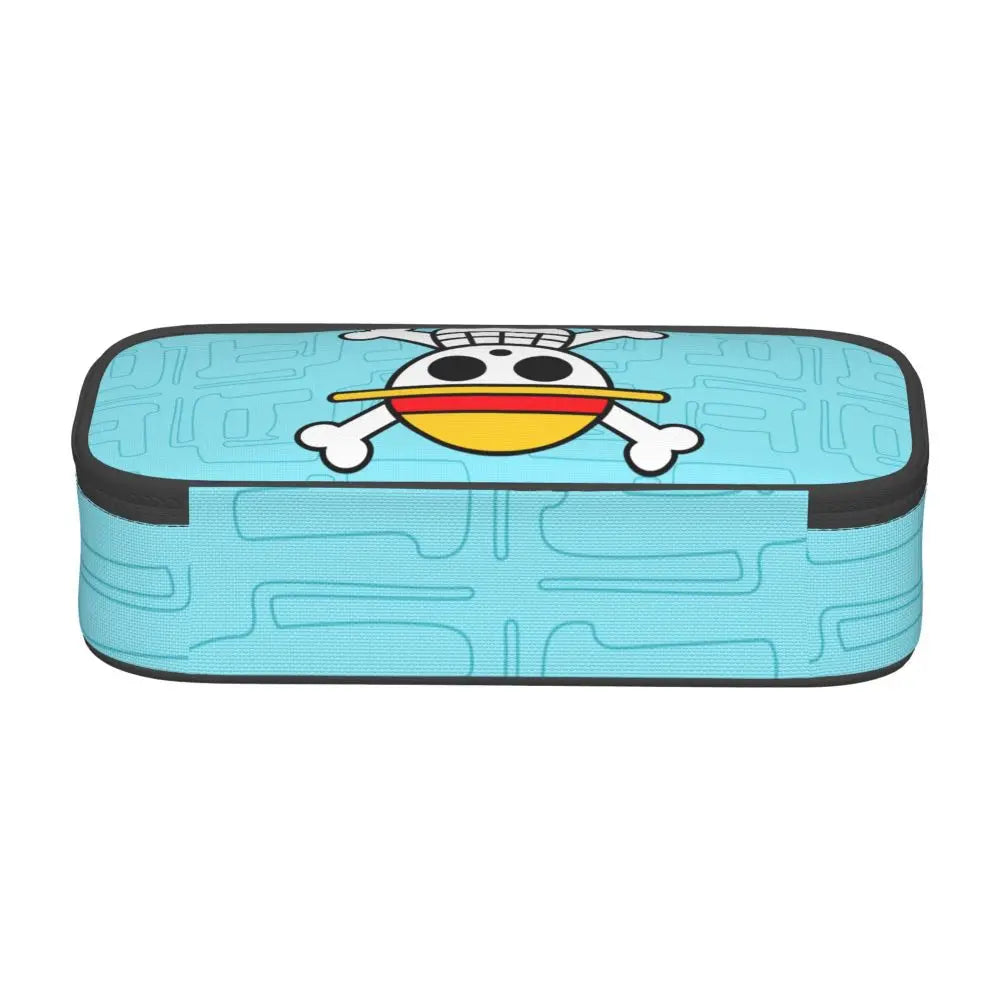 Custom One P-Pieces Cute Pencil Case Boys Girls Large Capacity Straw Hat Pirates Skull Pencil Bag Students Stationery