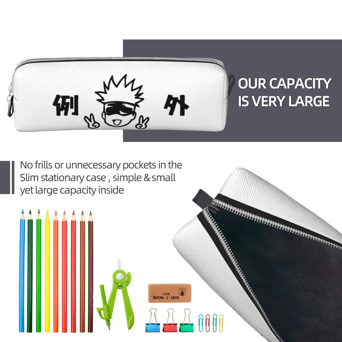 Jujutsu Kaisen Gojo Pencil Cases Pencilcases Pen Holder for Student Large Storage Pencil Bags School Supplies Gifts Stationery